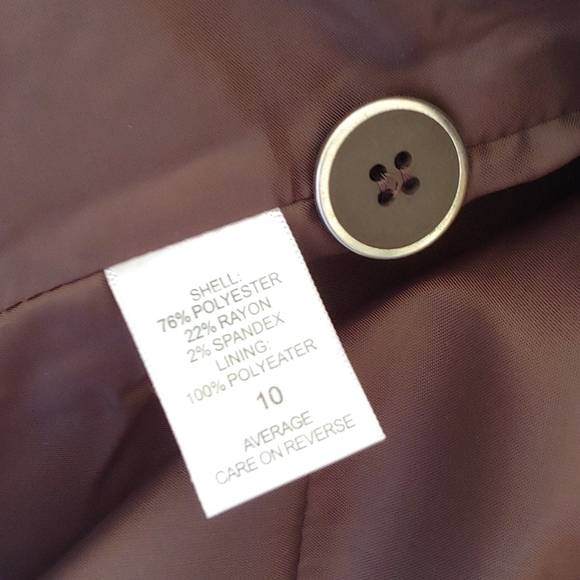 New York & Company 7th Avenue Brown Herringbone Suit Blazer Size Women's 10 - Picture 9 of 9